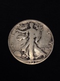 1939 United States Walking Liberty Half Dollar - 90% Silver Coin