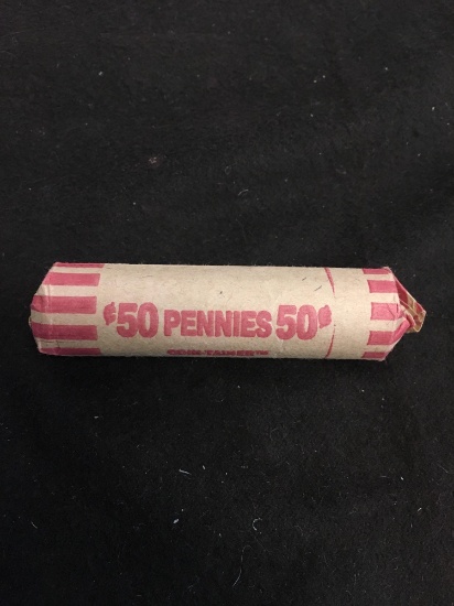 50 Count Roll of United States Wheat Pennies Coins - Unsearched