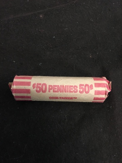 50 Count Roll of United States Wheat Pennies Coins - Unsearched