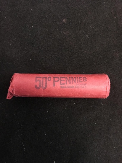 50 Count Roll of United States Wheat Pennies Coins - Unsearched