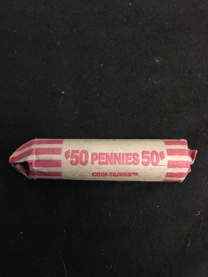 50 Count Roll of United States Wheat Pennies Coins - Unsearched