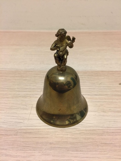 Beautiful Vintage Brass Bell With Angel Handle