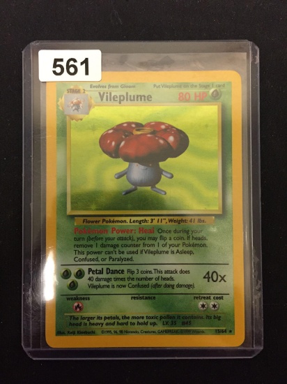 EXTREMELY RARE Pokemon Vileplume Holofoil Rare Card 15/64 - NO SET SYMBOL ERROR