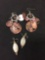 Lot of Two Mother of Pearl Accented Pairs of Fashion Drop Earrings