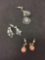Lot of Four Vintage Styled Gemstone Accented Pairs of Fashion Alloy Drop Earrings