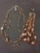 Lot of Two Amber Color Toned Glass & Alloy Beaded Various Length Fashion Necklaces