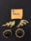 Lot of Two Paolo Designed Gold-Tone Fashion Earrings, Pair of Rope Framed Black Button Earrings &