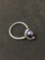 Round 9mm Purple Pearl Center w/ Diamond Accented Filigree Decoration Sterling Silver Ring Band-Size