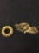 Lot of Two Alloy Gold-Tone Brooches, 3