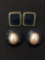 Lot of Two Monet Designed Enameled Gold-Tone Alloy Pair of Earrings, One Pair Faux Pearl Oval 1.25