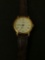 USN Designed 22mm Gold-Tone Bezel Stainless Steel Watch w/ Brown Leather Strap