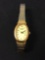 Sharp Designed Oval 25x18mm Bezel Gold-Tone Stainless Steel Watch Expandable Bracelet