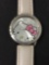 Collectible Hello Kitty Round 40mm Rhinestone Accented Bezel Stainless Steel Watch w/ Leather Strap