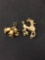 Lot of Two Monet Designed Gold-Tone Alloy Pendants, One Triple Jingle Bell & Poodle Dog Themed