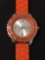 Round Orange Enameled 38mm Generic Stainless Steel Watch w/ Orange Rubber Strap