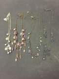 Lot of Four Various Length & Styled Gemstone, Freshwater Pearl or Glass Beaded Chandelier Necklaces
