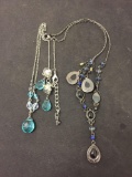 Lot of Two Vintage Gemstone Accented Matched Sets of Earrings w/ Matching Chandelier Drop Necklaces