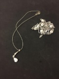 Lot of Two Monet Designed Silver-Tone Alloy Necklaces, One 56