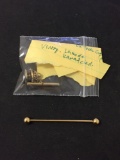 Lot of Two, Lamode Designed Round Karat Clad Tie Pin & Gold-Tone Alloy 2