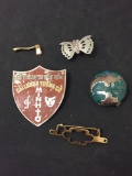 Lot of Four Alloy Miscellaneous Shape, Size & Style Brooches