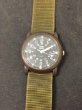 Timex Designed Round 32mm Bezel Resin Case Watch w/ Army Green Canvas Strap