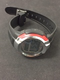 Round 36mm Bezel Rubber Case Generic Digital Chronograph Watch w/ Rubber Strap