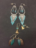 Lot of Three Native American Styled Drop Earrings, 3