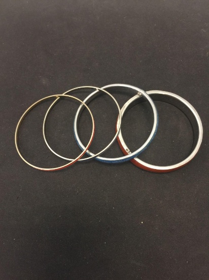 Lot of Four Various, Size, Width & Style Alloy Bangle Bracelets