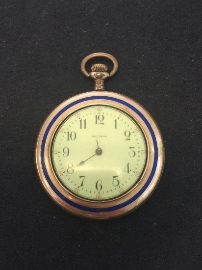 Waltham Designed Round 45mm Gold-Tone Vintage Pocket Watch