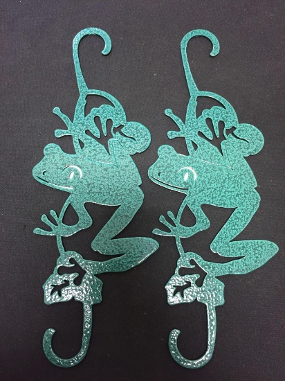 Lot of 2 Metal Frog Decorations