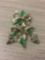 Lot of Two Gold-Tone Alloy Gemstone Accented Gerry's Designed Matched Christmas Tree Brooch & Stud