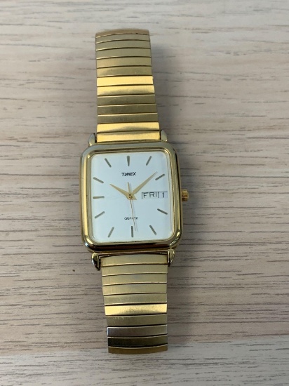 Timex Designed 30x28mm Bezel Gold-Tone Stainless Steel Watch w/ Bracelet
