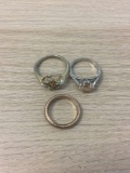 Lot of Three Various Size & Styled Gold & Silver-Tone Alloy Fashion Ring Bands