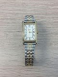 Timex Designed Rectangular 25x18mm Gold & Silver-Tone Bezel Stainless Steel Watch w/ Link Bracelet