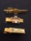 Lot of Three Various Sized Gold-Tone Alloy Commemorative Medium & Large Tie Pins