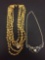Lot of Two TraFari Designed Alloy Fashion Necklaces, One Gold-Tone Triple Strand & Silver-Tone