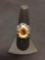 New! Gorgeous Detailed Faceted Golden Citrine Pear Shape Sterling Silver Ring Band-Size 6.5 SRP $ 59