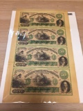 Citizens Bank Of Louisiana Uncut Sheet OF $50 Notes