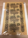 Uncut Sheet OF 4 $10 New Orleans Canal Bank Notes