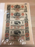 Hagerstown Bank Maryland Uncut Sheet OF 2 $10, And 2 $5