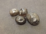 Lot of 4 Black Tourmaline Mineral Gemstone Pebbles