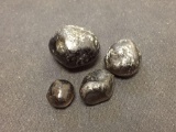 Lot of 4 Black Tourmaline Mineral Gemstone Pebbles