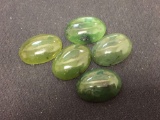 Awesome Lot of 5 Medium Jade Oval Gemstones - Roughly 9 Carats Each