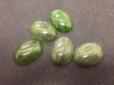 Awesome Lot of 5 Medium Jade Oval Gemstones - Roughly 9 Carats Each