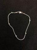Bead Ball & Snake Chain Link Sterling Silver 7
