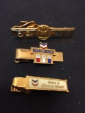 Lot of Three Various Sized Gold-Tone Alloy Commemorative Medium & Large Tie Pins