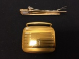 Lot of Two Swank Designed Gold-Tone Alloy Belt Buckle & Tie Pin