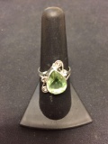 New! Beautiful Pear Shape Faceted Detailed Peridot Sterling Silver Ring Band-Size 7.5 SRP $ 49