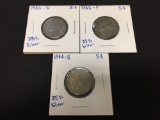 Lot Of 3 US Jefferson War Nickels - 35% Silver Coins