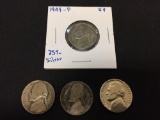 Lot Of 4 US Jefferson War Nickels - 35% Silver Coins